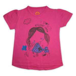 T-Shirt 100% Cotton Hot Pink I Love Summer Days And Front Printed
