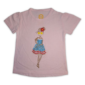 T-Shirt for Girls Front Printed 100% Cotton Short Sleeves